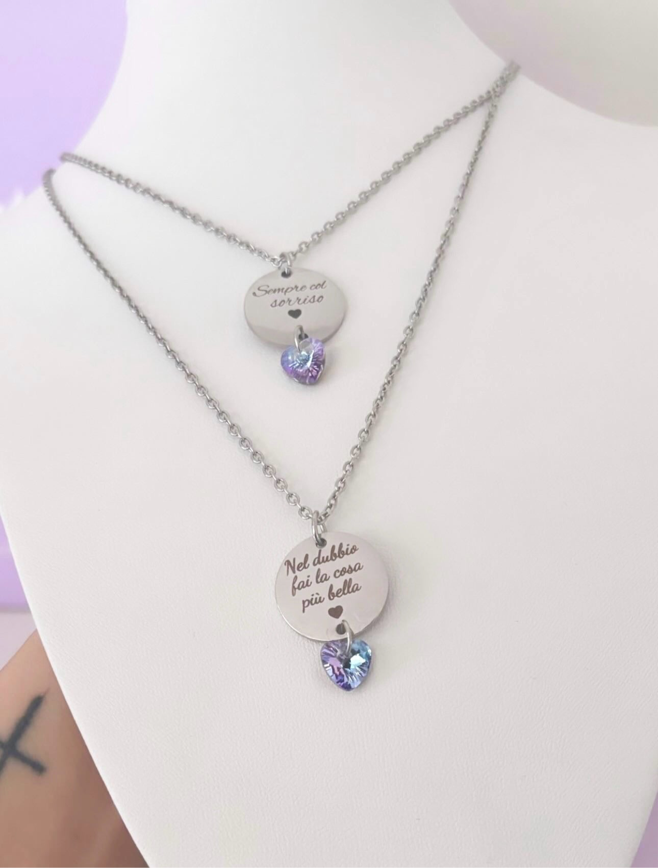 Collana personalizzabile con mini cuore aurora boreale